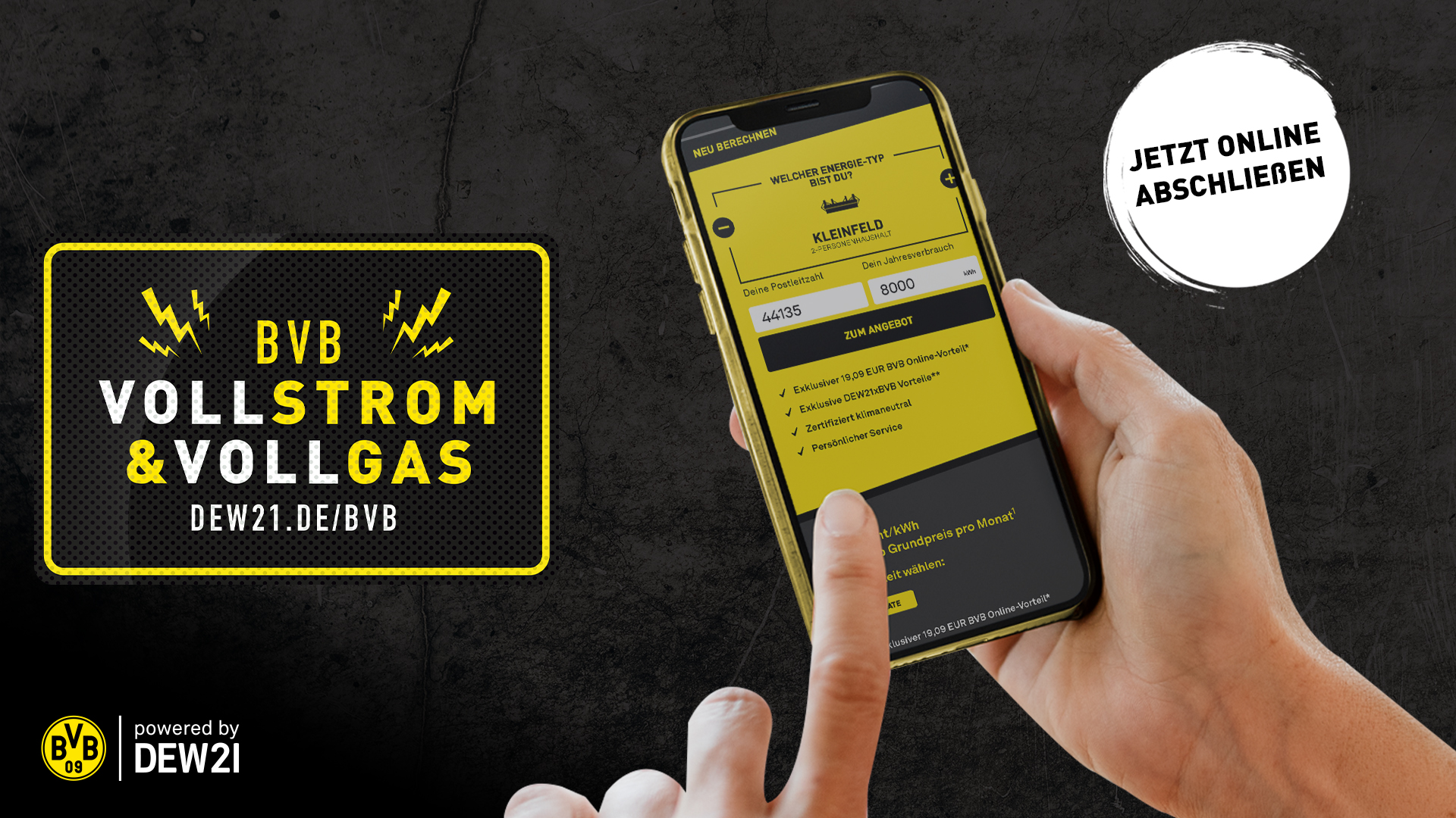 Die Produkte BVB Vollstrom und Vollgas lassen sich bequem und einfach, online zum Beispiel mit dem Smartphone abschließen.
