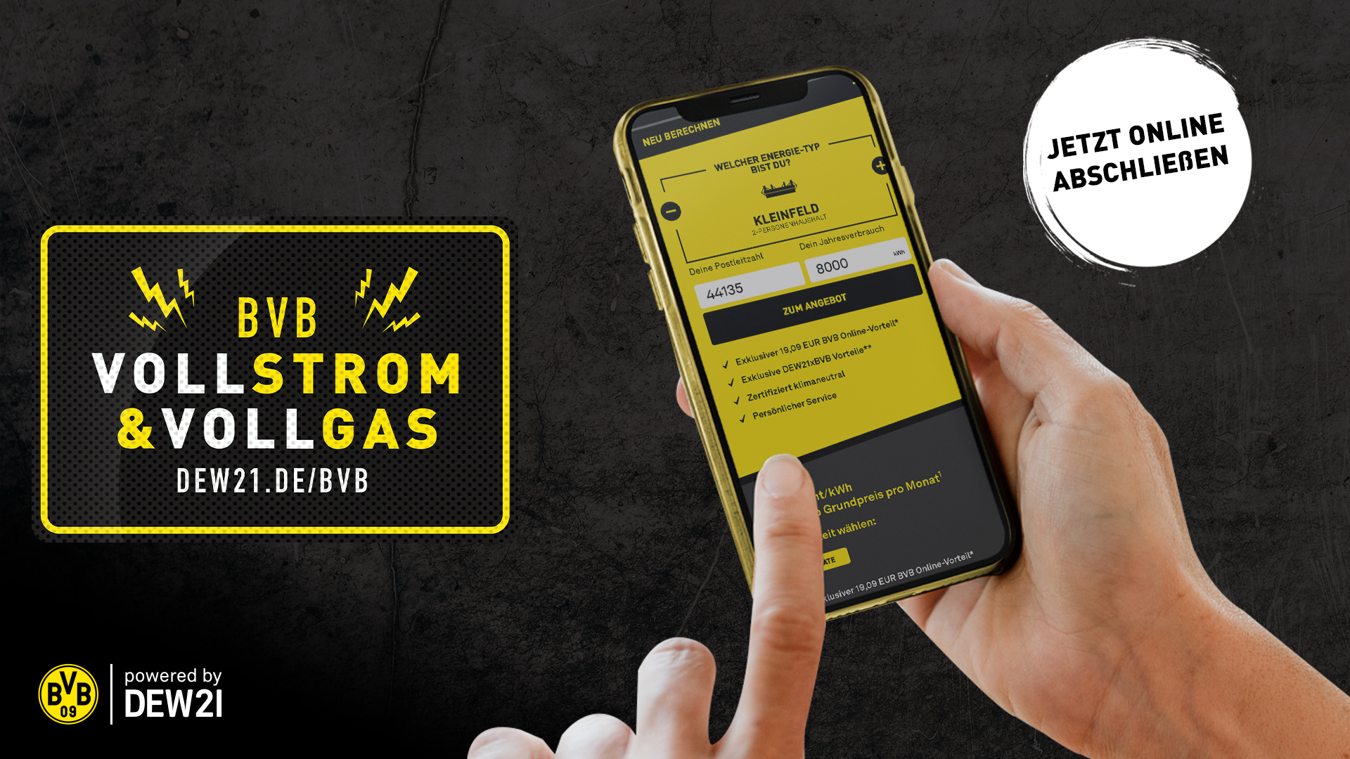 Die Produkte BVB Vollstrom und Vollgas lassen sich bequem und einfach, online zum Beispiel mit dem Smartphone abschließen.