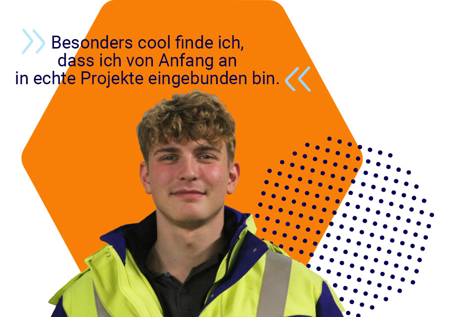 max findet es cool, dass er von Anfang an in echte Projekte eingebunden wird