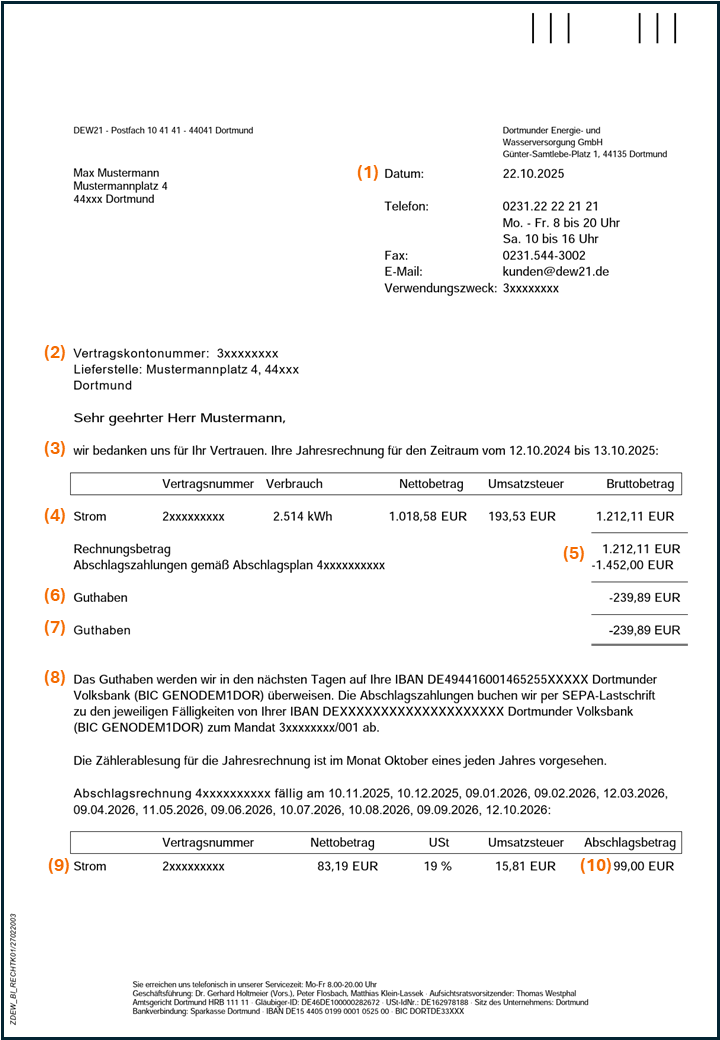 Bild von einer Stromrechnung