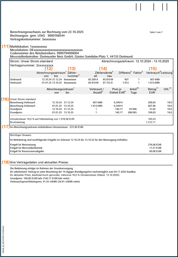 Bild von einer Stromrechnung