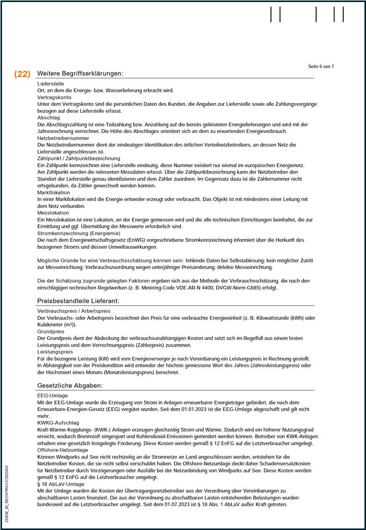 Bild von einer Stromrechnung