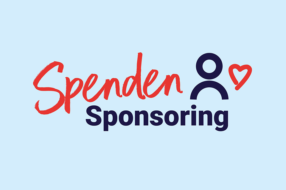Spenden und Sponsoring ausgeschrieben mit Herzen und Mensch Icon