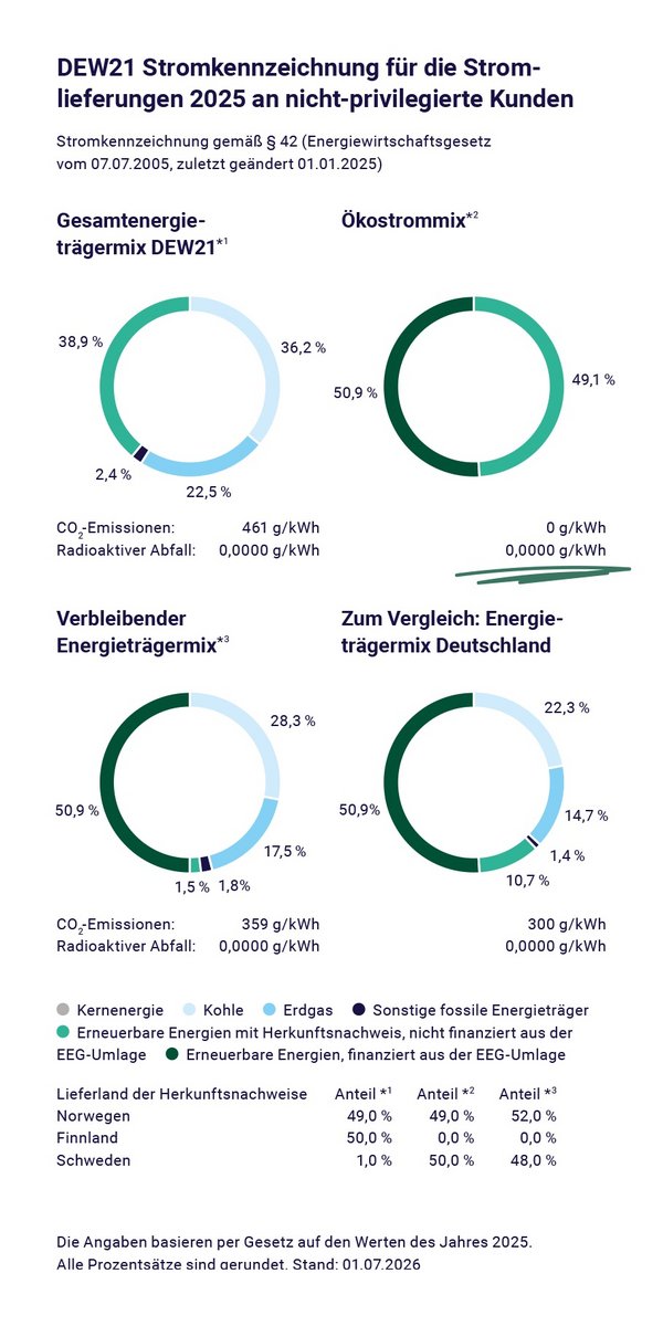 Die Stromkennzeichnung von DEW21.