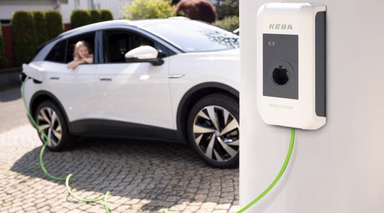 E-Auto wird über Wallbox aufgeladen 